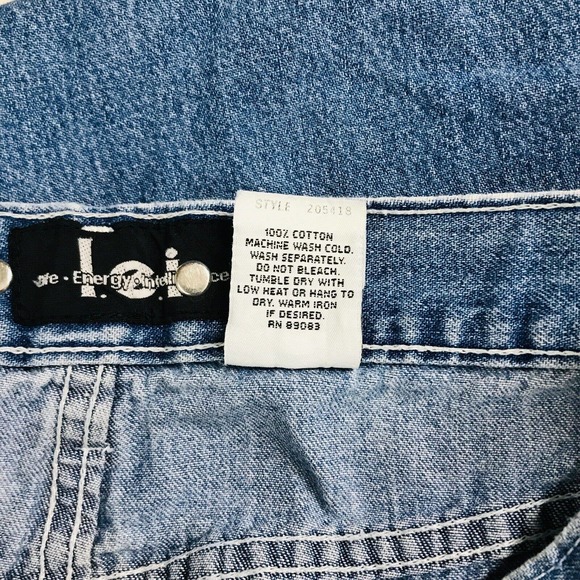 LEI Junior's 13 Blue Jeans Suspender Button Wide Leg Light Wash Denim Flaw A - Picture 3 of 6